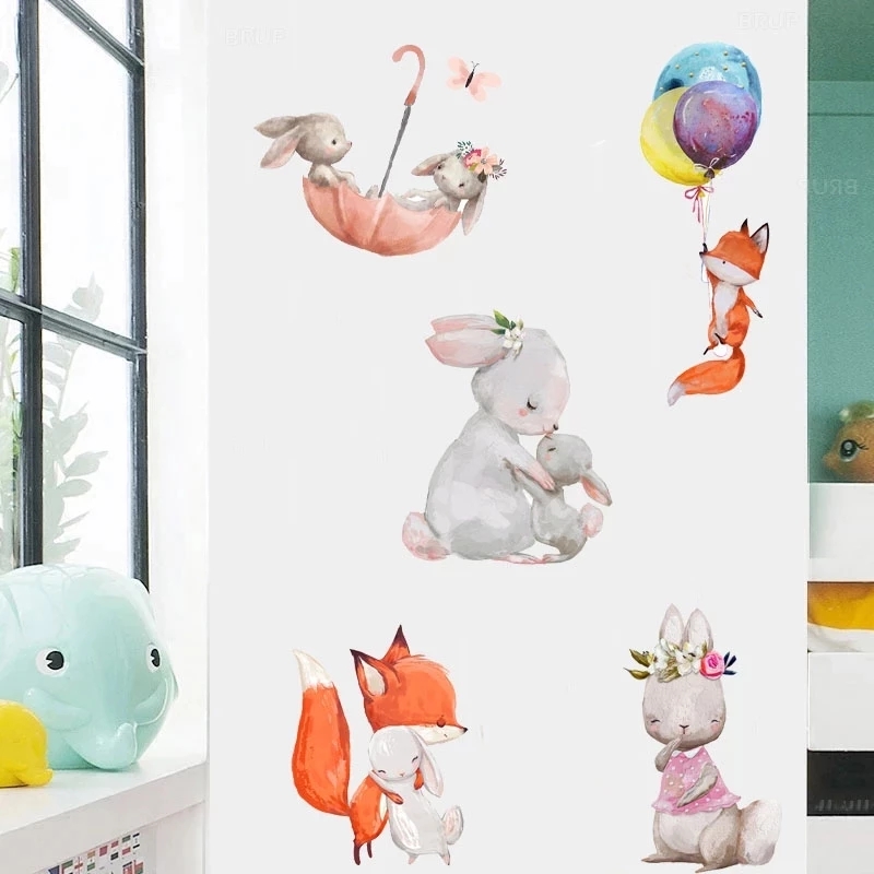 Cute Bunny Bear Star Wall Stic - Baby Nursery Wallpaper Girl avis et prix