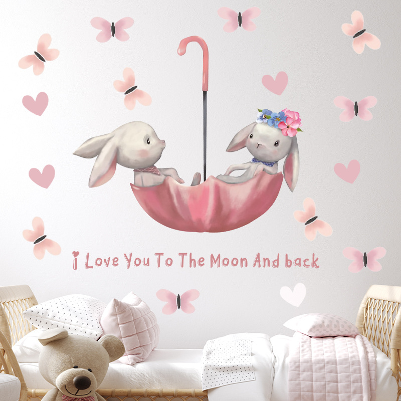 Cute Bunny Bear Star Wall Stic - Baby Nursery Wallpaper Girl avis et prix