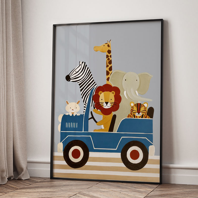 Funny Cartoon Animal Car Ballo - Baby Nursery Animal Prints avis et prix