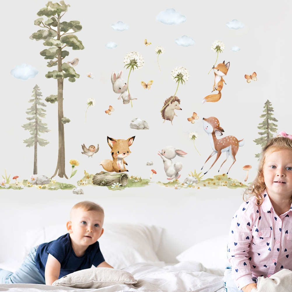 Cute Forest Animals Wall Stick - Baby Nursery Wallpaper Girl avis et prix