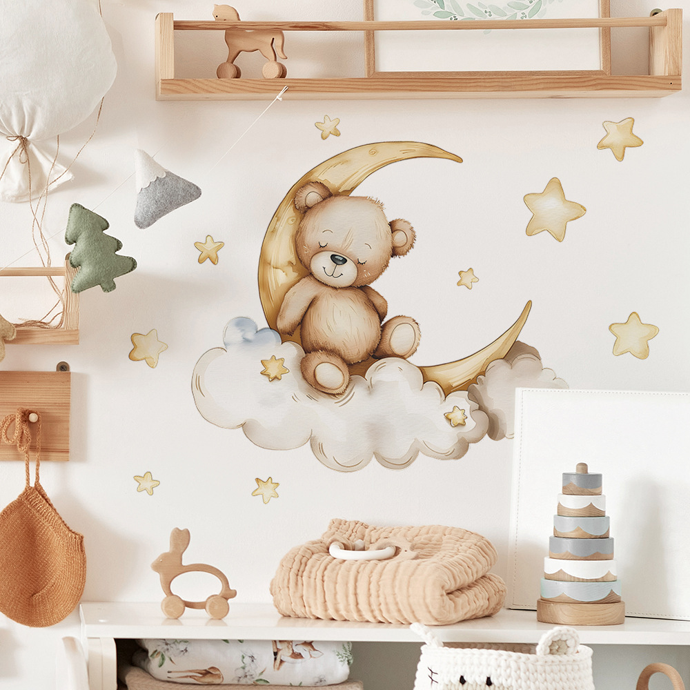 Kawaii Bear Star Wall Stickers - Baby Nursery Wallpaper Girl avis et prix
