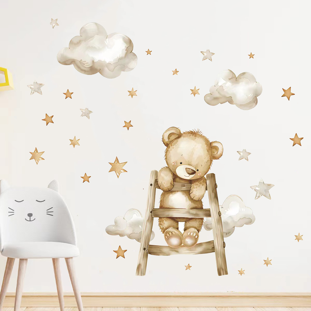 Kawaii Bear Star Wall Stickers - Baby Nursery Wallpaper Girl avis et prix