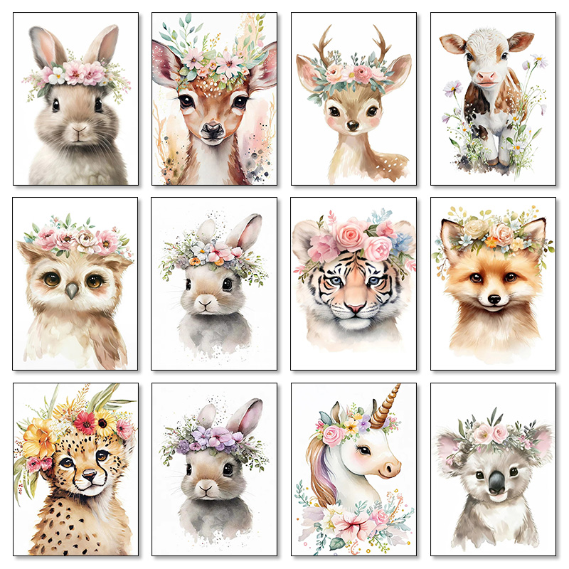 Baby Bear Bunny Deer Raccoon O - Baby Nursery Animal Prints avis et prix