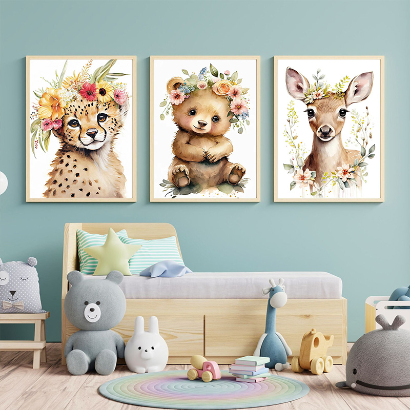 Baby Bear Bunny Deer Raccoon O - Baby Nursery Animal Prints avis et prix