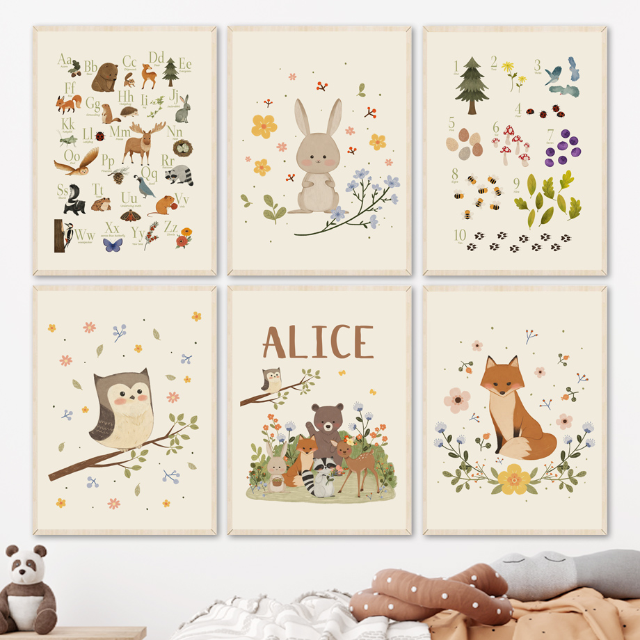 1pc frameless Cute Rabbit Fox  - Animals Baby Nursery avis et prix