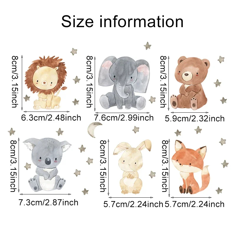 1/2/4/6set Cartoon Animals Wal - Animals Baby Nursery avis et prix