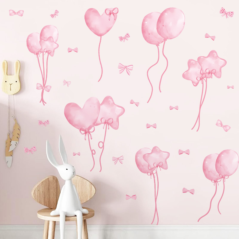 Watercolor Pink Balloon Wall S - Baby Nursery Wallpaper Girl avis et prix
