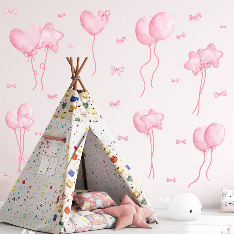 Watercolor Pink Balloon Wall S - Baby Nursery Wallpaper Girl avis et prix