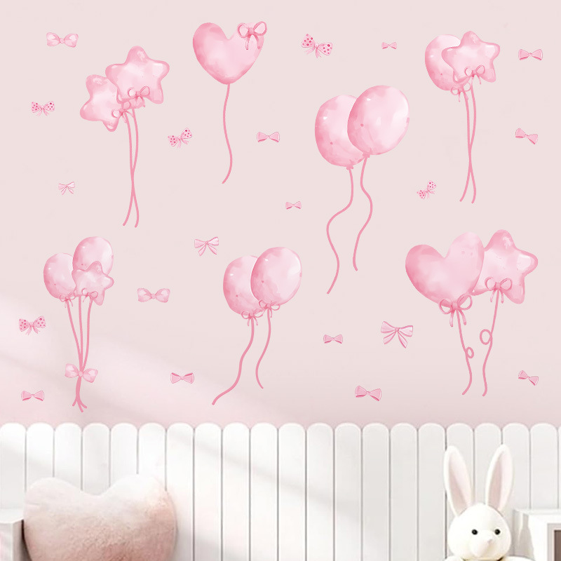 Watercolor Pink Balloon Wall S - Baby Nursery Wallpaper Girl avis et prix