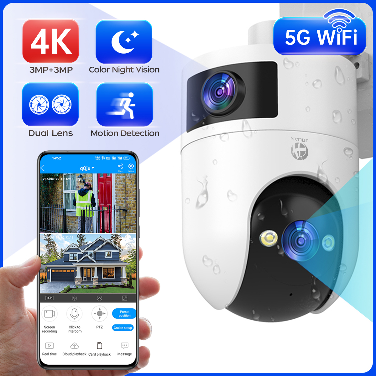 4K PTZ IP Camera Outdoor Water - Baby Monitor Split Screen avis et prix