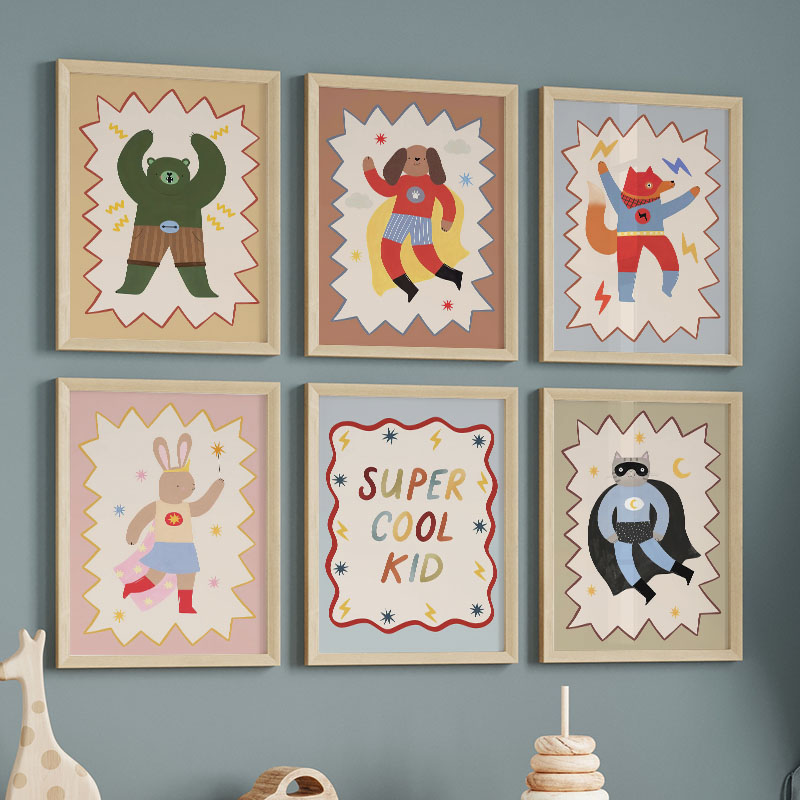 Funny Cartoon Super Cool Kid N - Baby Nursery Animal Prints avis et prix
