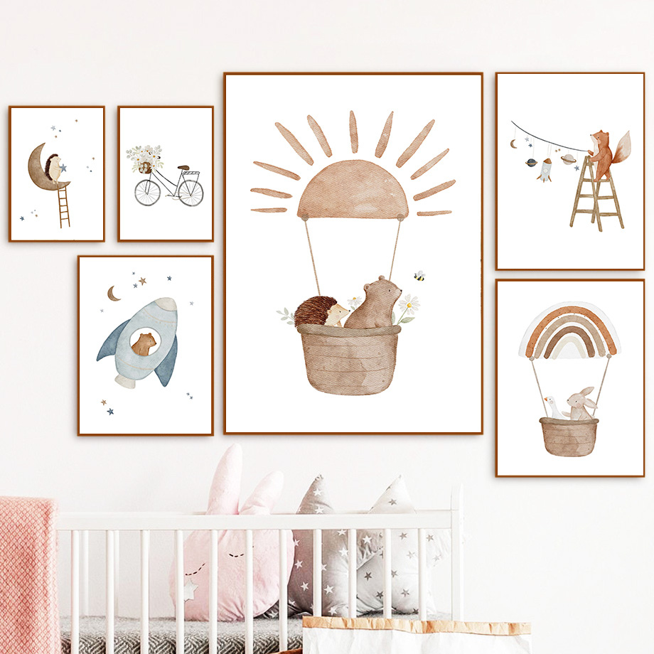Cartoon Animals Nursery Wall A - Baby Nursery Animal Prints avis et prix